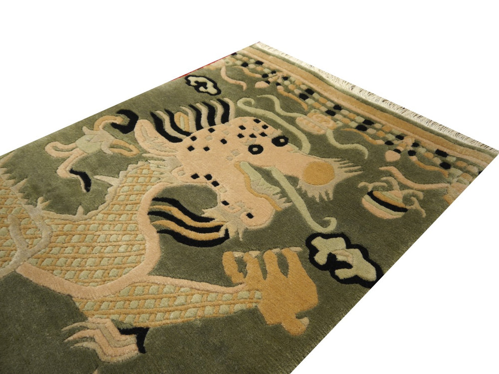 Tibetan Dragon Pillar Column Rug Chinese Temple Design