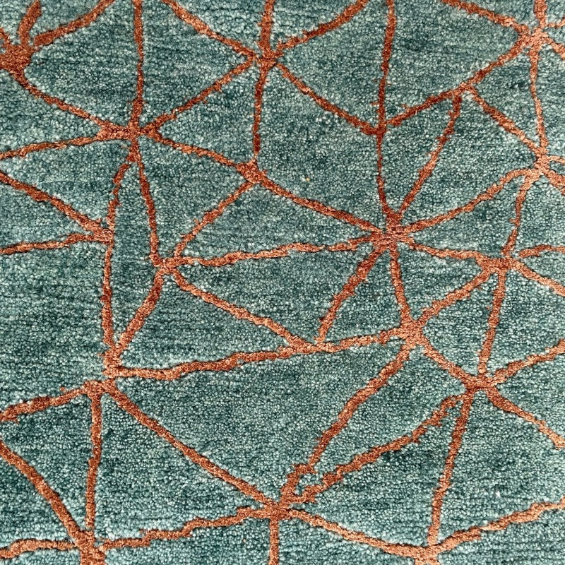 Makalu Design Rug Domus 6 x 4 ft MD 393 VEG LS for living room, Modern hand-knotted Makalu Design Domus rug by Paulig, 6x4 ft, green wool and brown silk, suitable for underfloor heating.