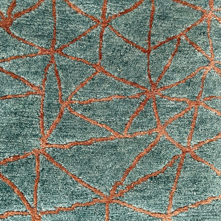 Makalu Design Rug Domus 6 x 4 ft MD 393 VEG LS for living room, Modern hand-knotted Makalu Design Domus rug by Paulig, 6x4 ft, green wool and brown silk, suitable for underfloor heating.