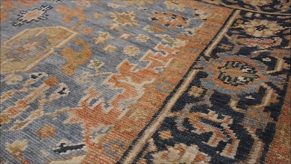 Heriz rug 8x10 ft Sky Blue hand knotted