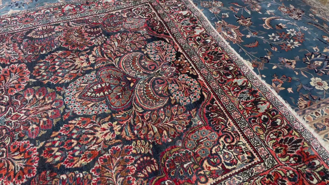 Sarouk blue antique rug 6.5 x 4.1 ft / 198 x 125 cm 14018