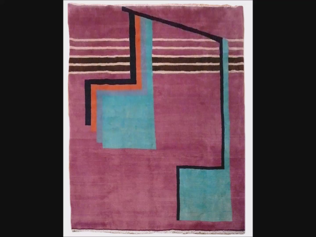 Art Deco vintage rug 8.3 x 6.6 ft / 254 x 200 cm 09534