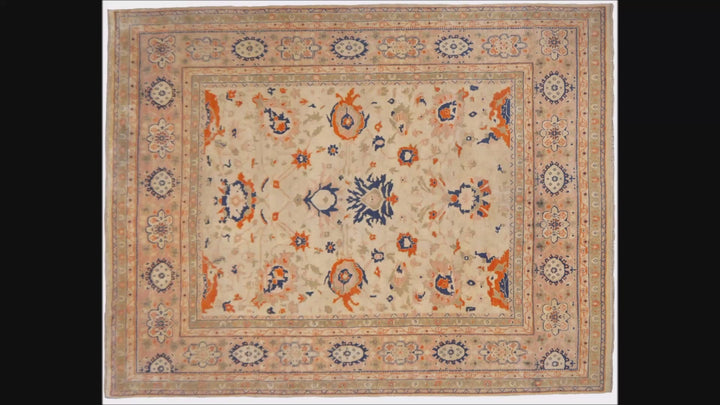 Ziegler Rug 250x300 8x10 ft Antique Sultanabad  design area rug in beige, sage, blue and orange for living room, dining room, bedroom or office. Ziegler Tapis Teppich 