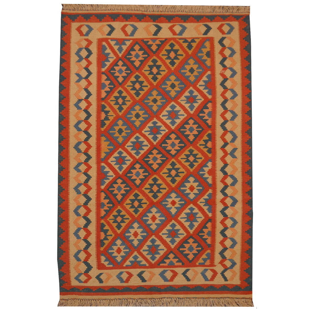 12537 Kilim vintage rug 4 x 3 ft hand woven veggie dyes