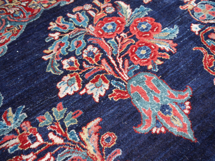 Sarouk Mohajeran antique rug 17 x 12 ft / 510 x 365 cm Blue Rose Beige Turquoise