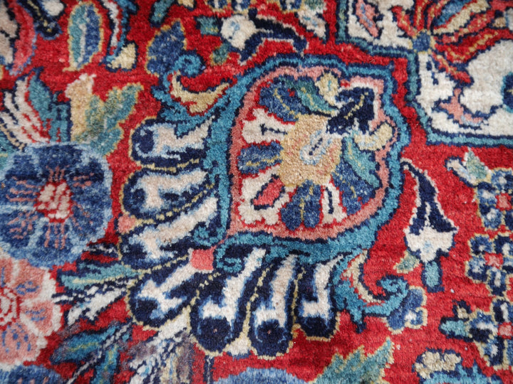 Sarouk Mohajeran antique rug 17 x 12 ft / 510 x 365 cm Blue Rose Beige Turquoise