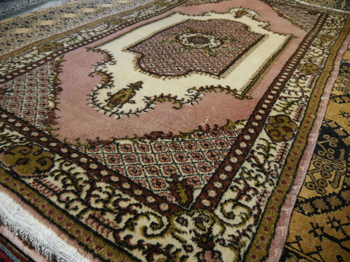 Oushak Vintage Turkish rug 7 x 4 ft Beige, Pink. Brown, Olive