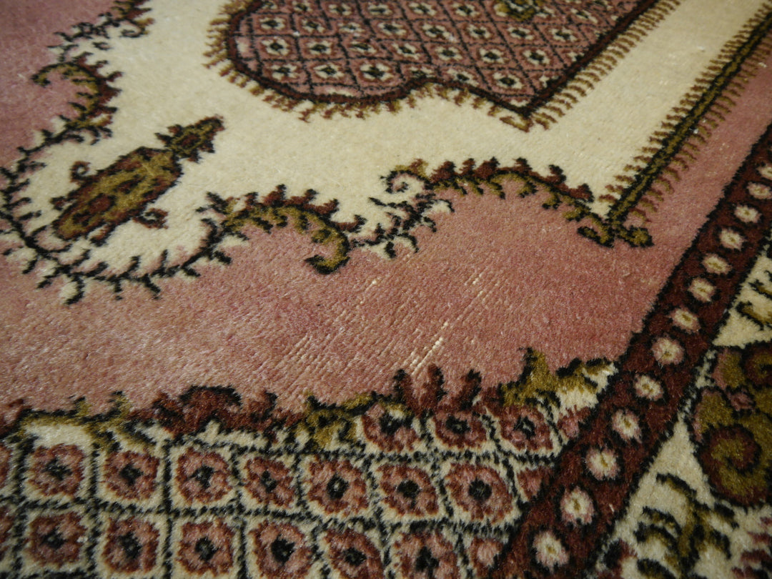 Oushak Vintage Turkish rug 7 x 4 ft Beige, Pink. Brown, Olive
