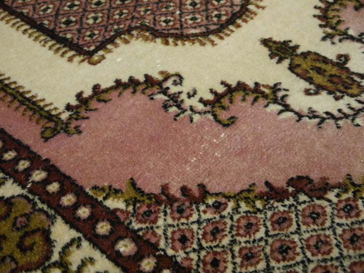 15038 Muted Vintage Turkish rug 7 x 4 ft Beige, Pink. Brown, Olive