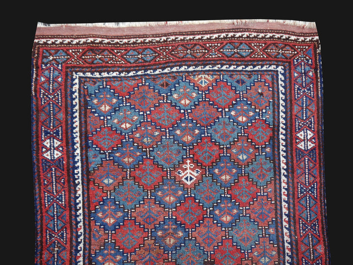 Gendje Antique rug 7 x 3 ft Red Blue Beige Brown