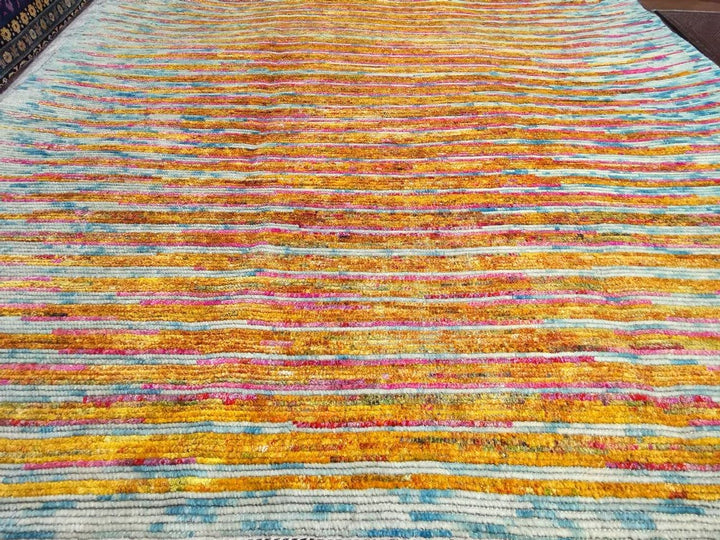 15378 Tiger Vintage Style Sari Silk Rug 8 x 10 ft room size area carpet