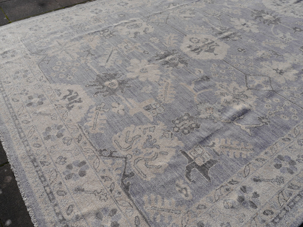 Khotan Teppich Ziegler 250x300 Grau Beige Blau Wolle 300 x 250 cm für Wohnzimmer, Esszimmer, Schlafzimmer. Djoharian Collection 15533.