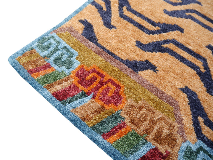 Tibetan Tiger Rug 6 x 3 ft hand-knotted Exclusive Tibetan Tiger rug, hand-knotted from wool.