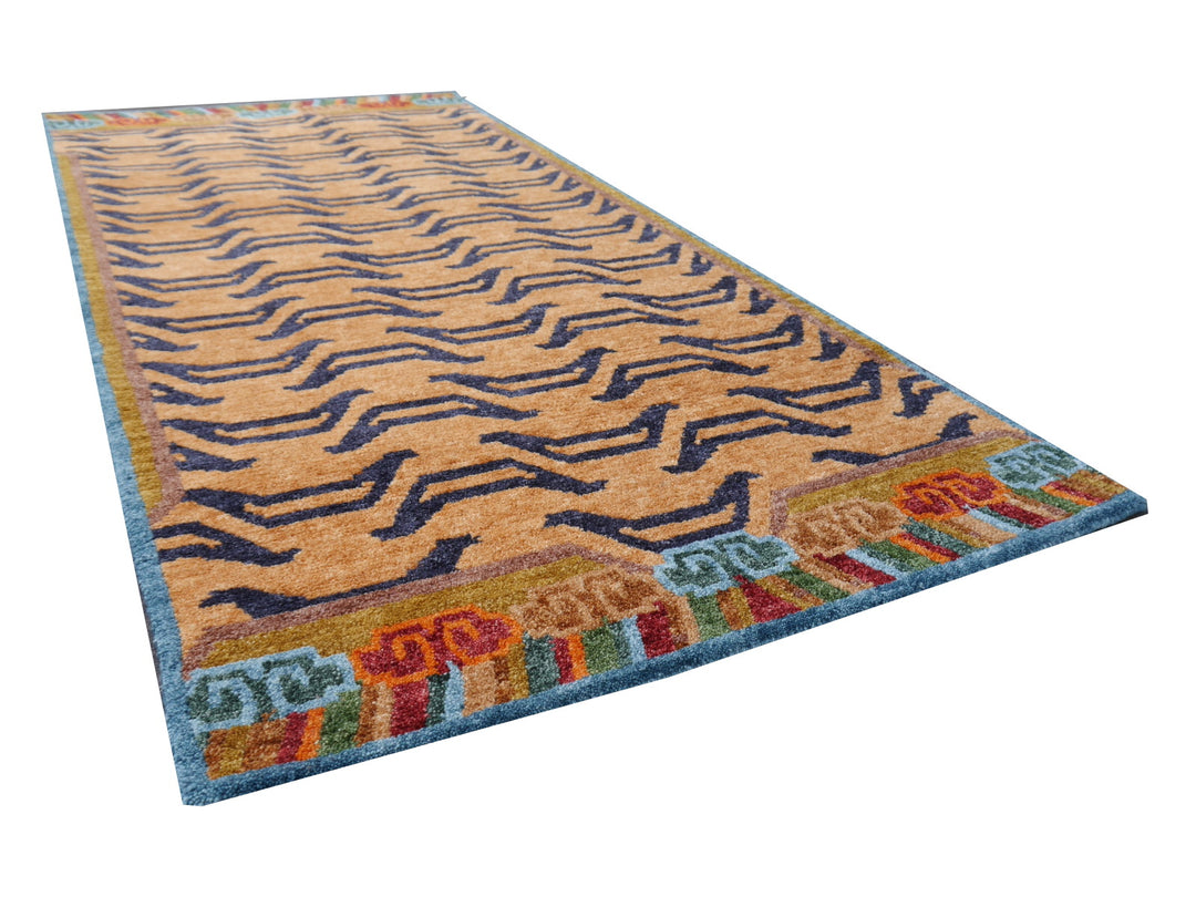 Tibetan Tiger Rug 6 x 3 ft hand-knotted Exclusive Tibetan Tiger rug, hand-knotted from wool.