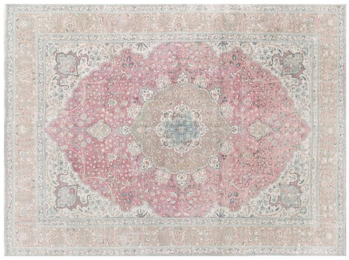 12’5 x 9’5 Antique Muted Rug Classic Faded Rose, Beige, Blue & Brown