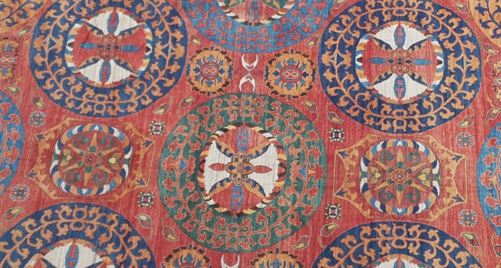 25 x 22 ft Rug Rust Blue Gold Green hand knotted Sultanabad